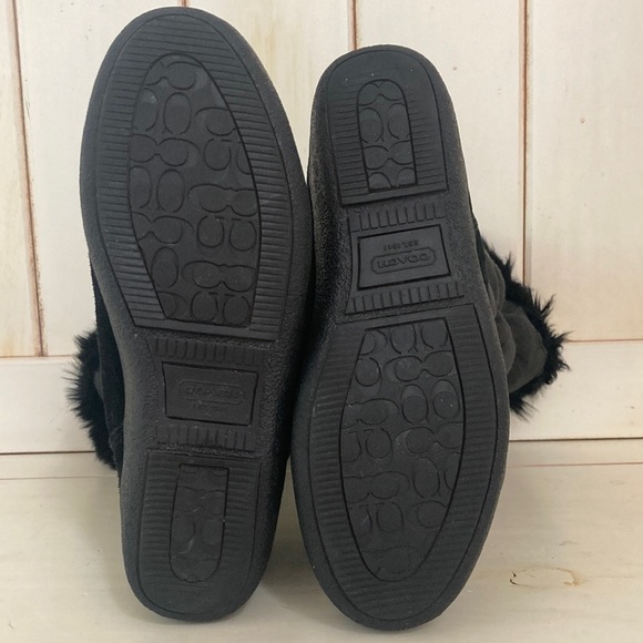 COACH Black Theona Rabbit Fur Snow Boots Size 7.5 EUC - Picture 13 of 16